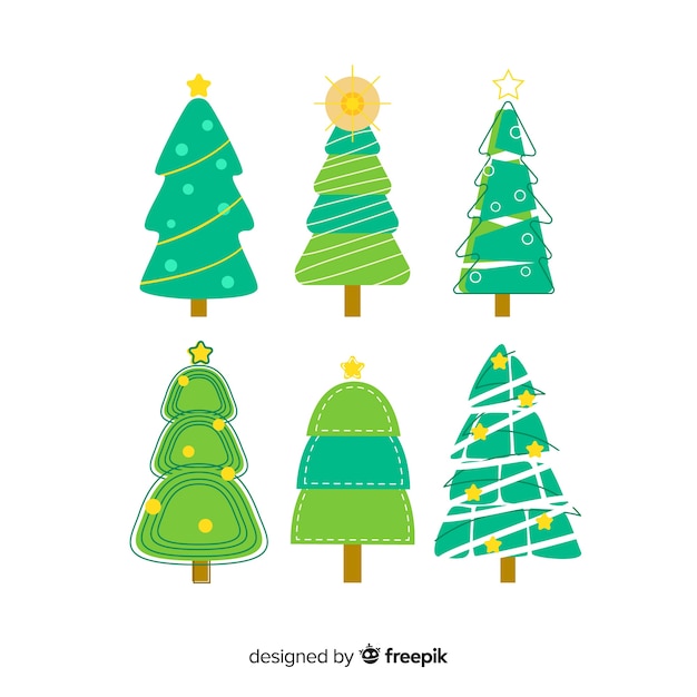 Christmas tree collection in flat design