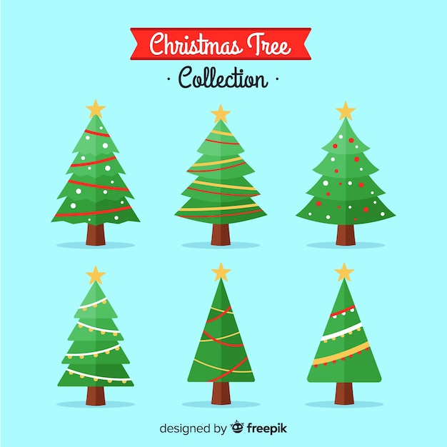 Christmas tree collection in flat design