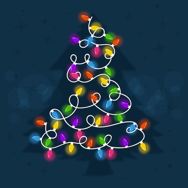 Free vector christmas tree concept made of light bulbs