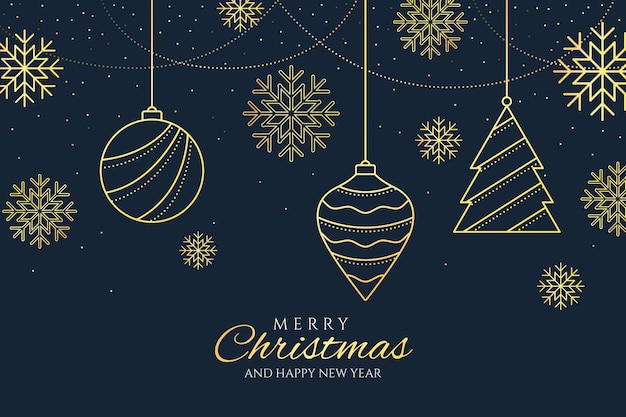 Free Vector christmas tree decorations background in outline style