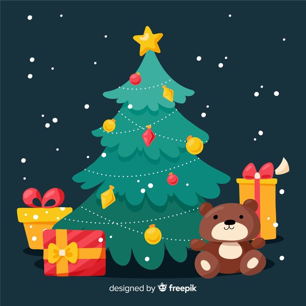 Christmas tree in flat design