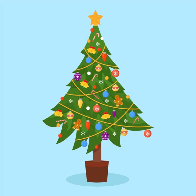 Christmas tree in flat design