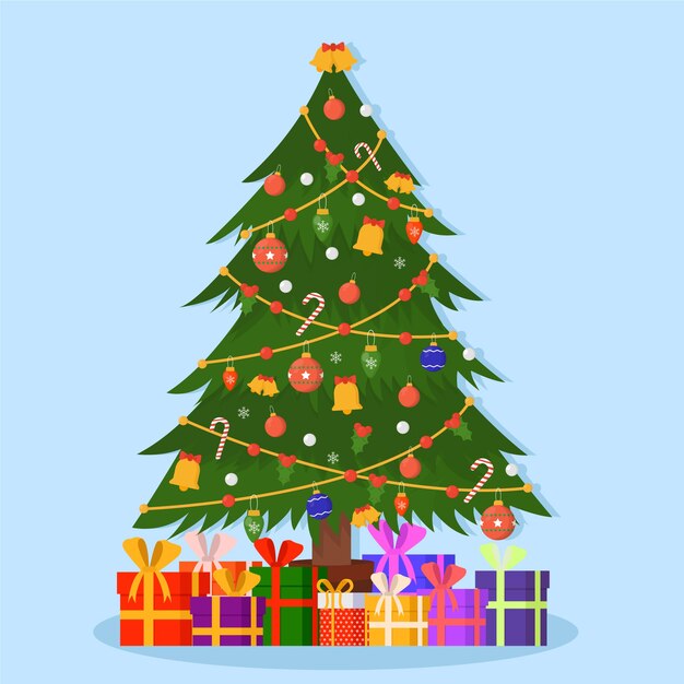 Christmas tree in flat design