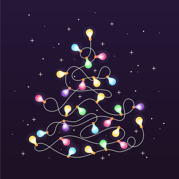 Free vector christmas tree made of light bulbs