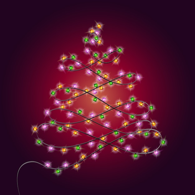 Free vector christmas tree made of light bulbs