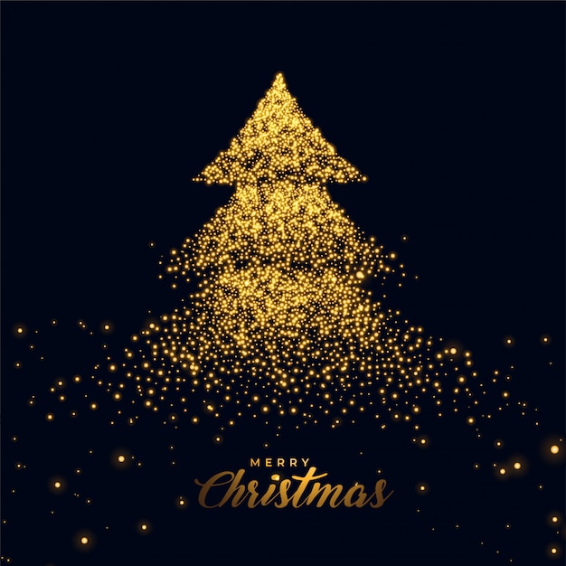 Christmas tree made with golden sparkles