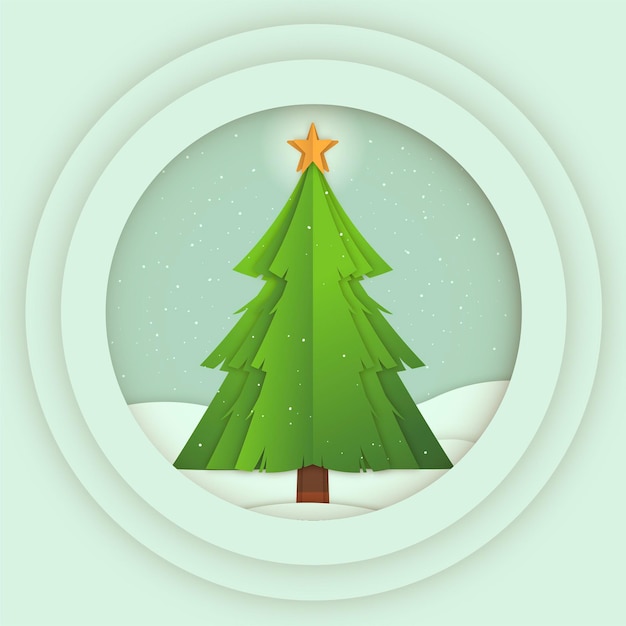 Free Vector christmas tree in paper style