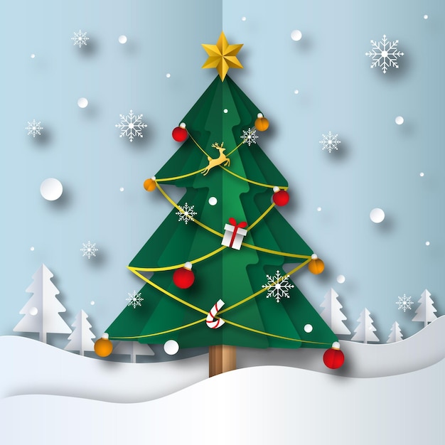 Free Vector christmas tree in paper style