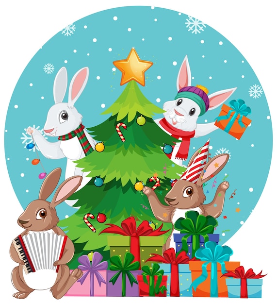 Christmas tree with rabbit