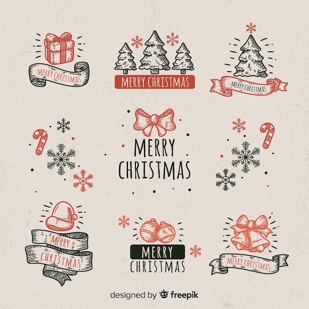 Free vector christmas vintage elements collection