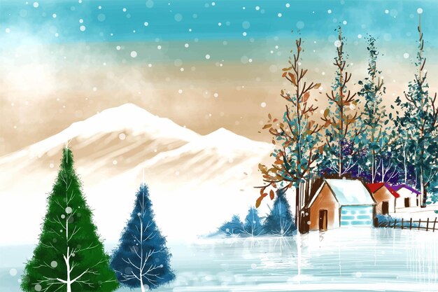 Christmas winter scenery of cold weather and frost christmas tree background