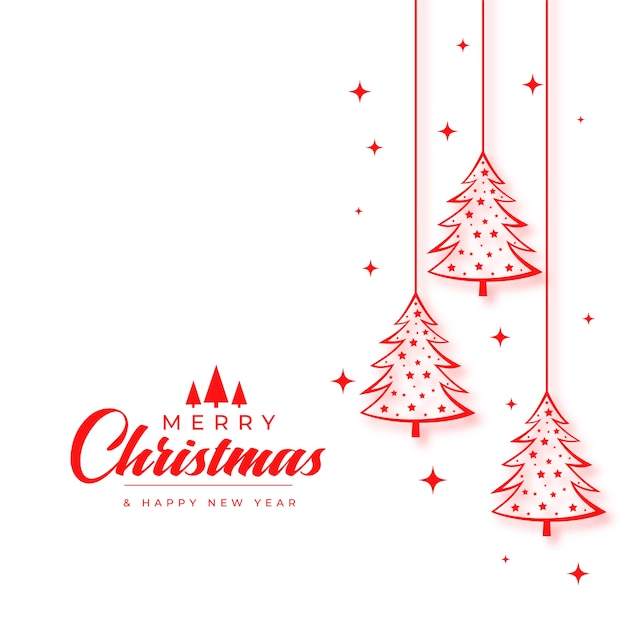 Free Vector christmas wishes card with tree in line style