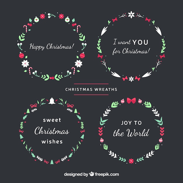 Free Vector christmas wreath collection in flat design