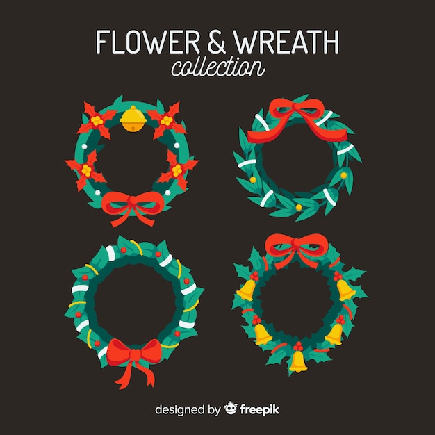 Free Vector christmas wreath collection in flat style