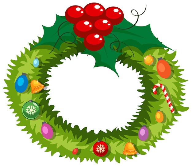 Free Vector christmas wreath decorated with holly