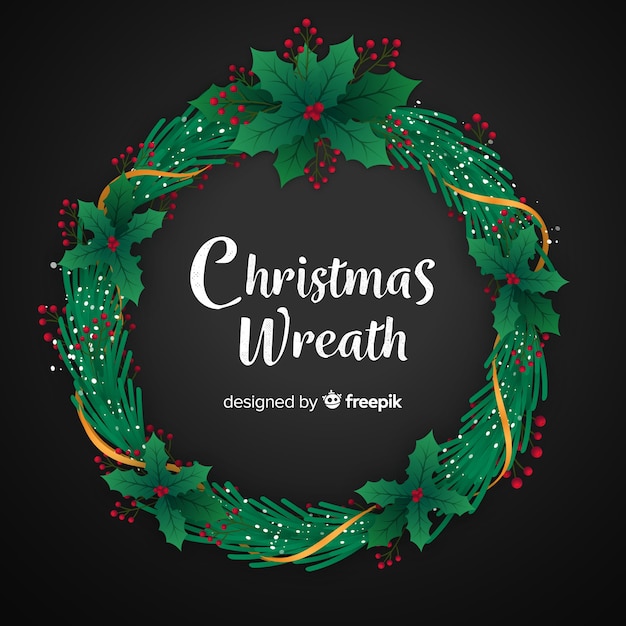 Christmas wreath flat design wallpaper