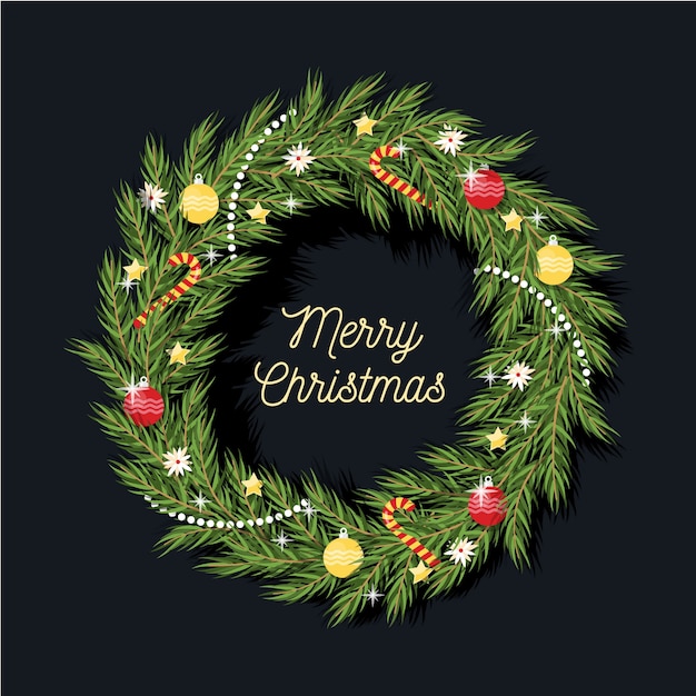 Free Vector christmas wreath in flat design