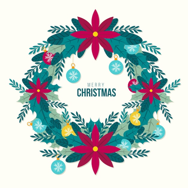 Christmas wreath in flat design