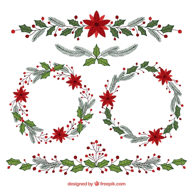 Free Vector christmas wreath set