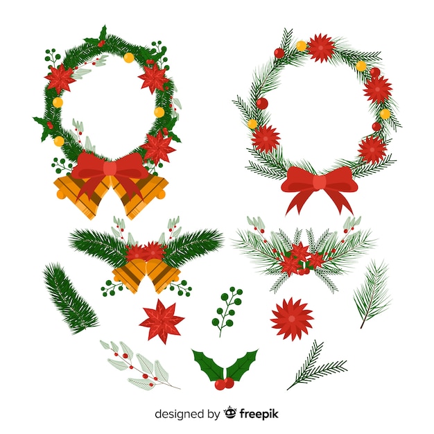 Christmas wreath with ribbons with jingle bells