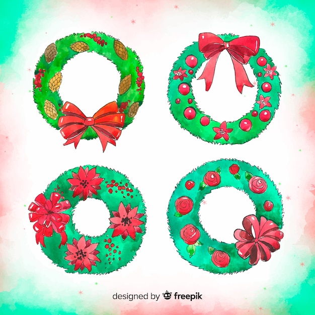 Free Vector christmas wreaths set