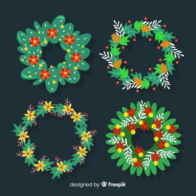 Christmas wreaths set