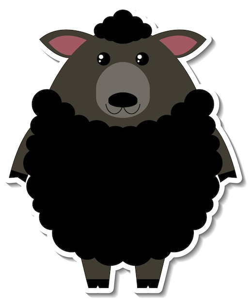 Chubby black sheep farm animal cartoon sticker