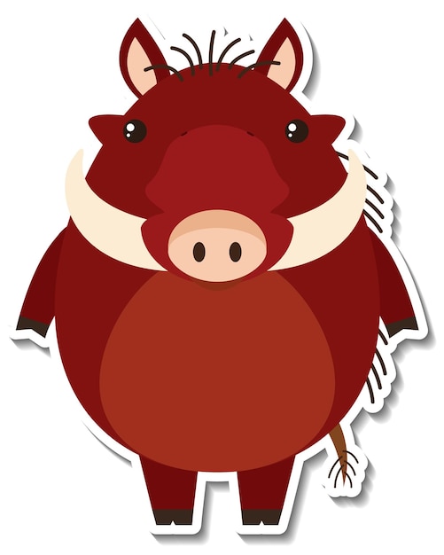 Chubby boar animal cartoon sticker