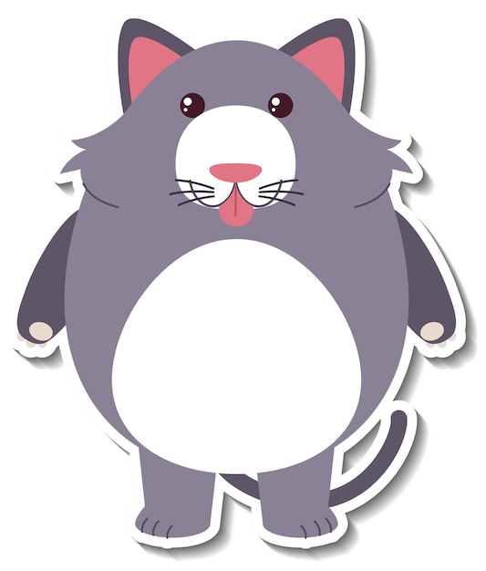 Chubby cat animal cartoon sticker