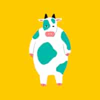 Free vector chubby cow element vector on yellow background