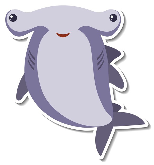 Chubby Hammerhead shark sea animal cartoon sticker