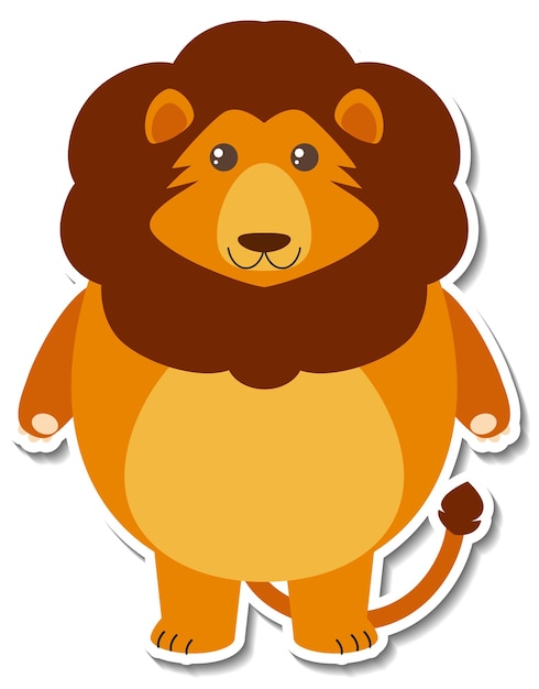 Chubby lion animal cartoon sticker