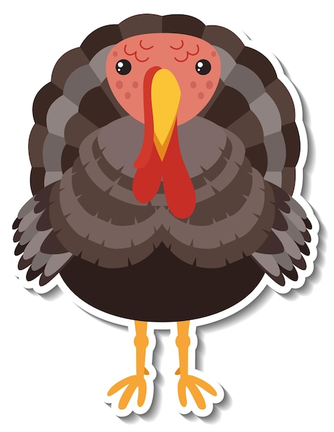 Free Vector chubby turkey chicken animal cartoon sticker