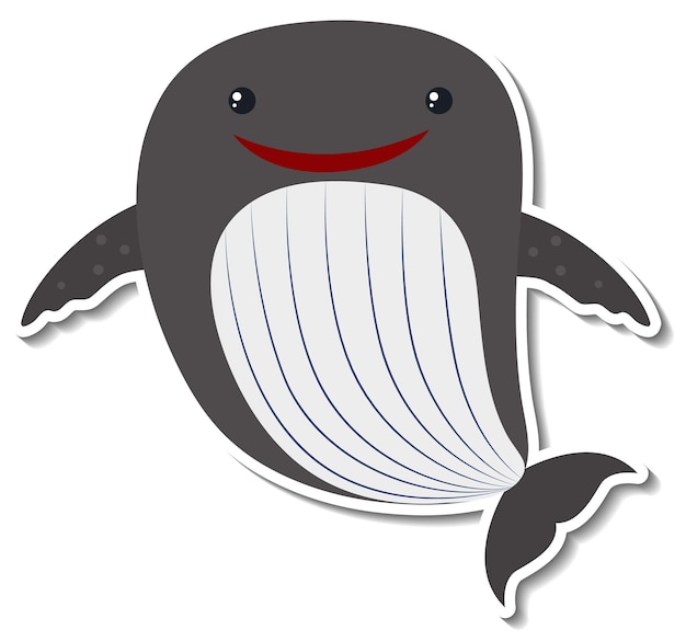 Free vector chubby whale sea animal cartoon sticker