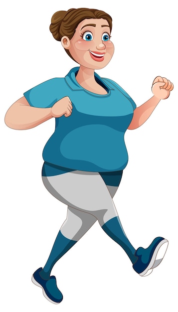 Free Vector chubby woman running pose cartoon character