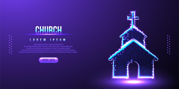 Church, religion, christian, religious low poly wireframe mesh design