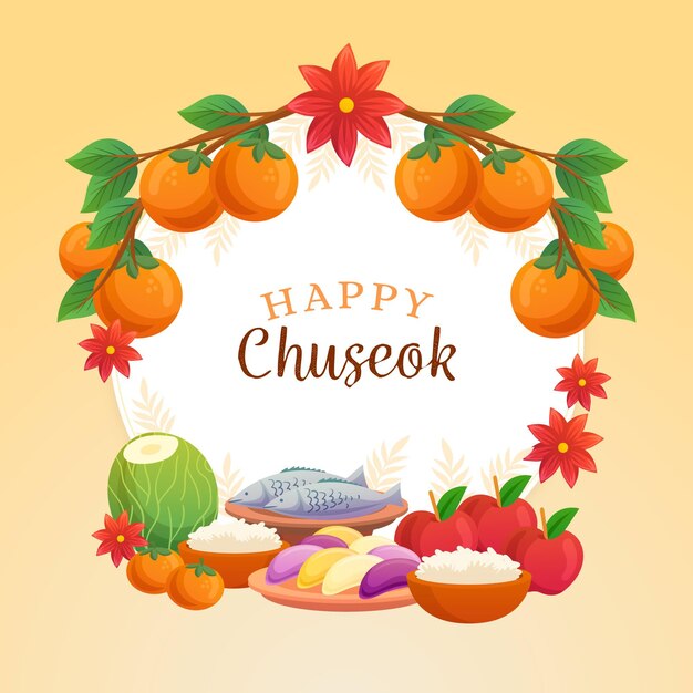 Chuseok festival drawing concept