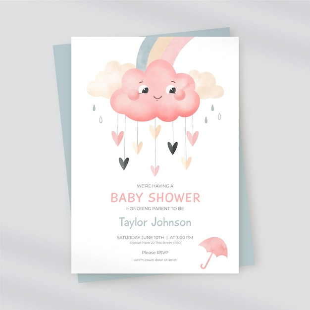 Free Vector chuva de amor baby shower card template