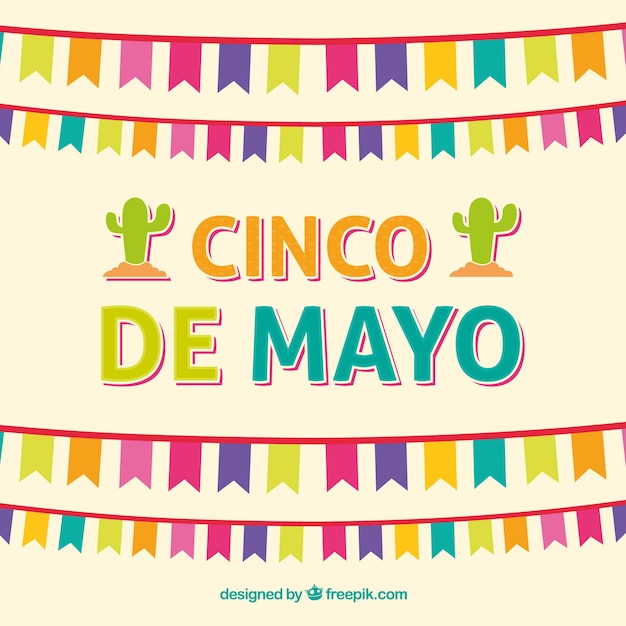 Free Vector cinco de mayo background with colorful pennants