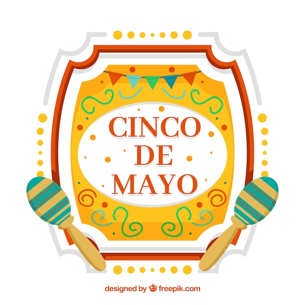 Cinco de mayo background with frame in flat style