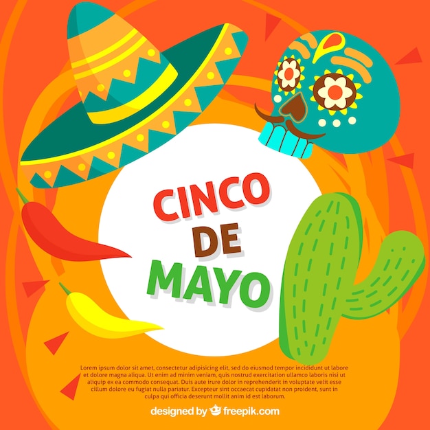 Free Vector cinco de mayo background with traditional elements