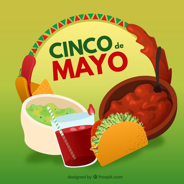 Cinco de mayo background with traditional food