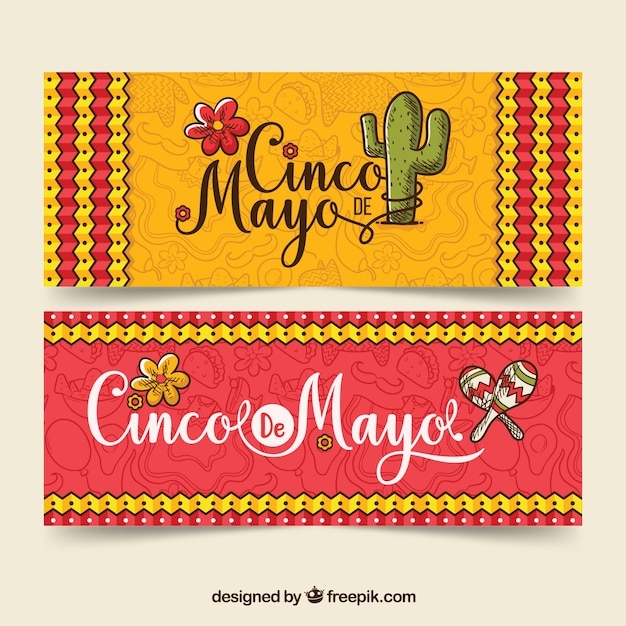 Free Vector cinco de mayo banners with traditional elements