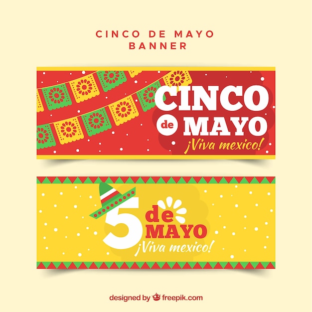 Cinco de mayo banners with traditional elements