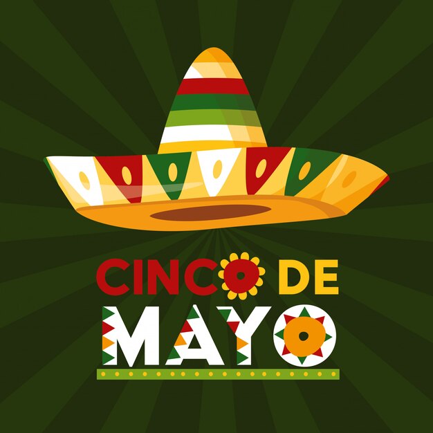 Cinco de Mayo card, mexican hat, illustration