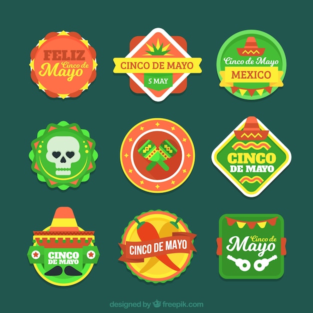 Free Vector cinco de mayo celebration stickers callection