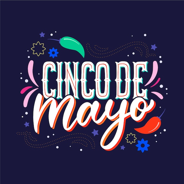 Cinco de mayo lettering and fireworks