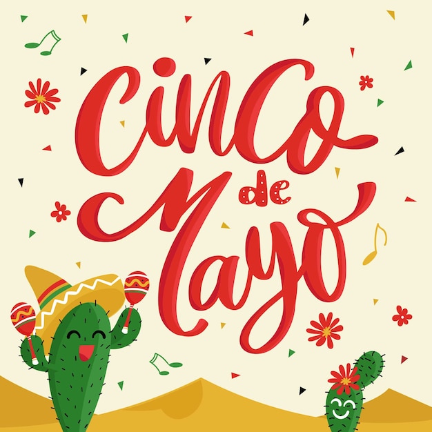 Free vector cinco de mayo lettering style