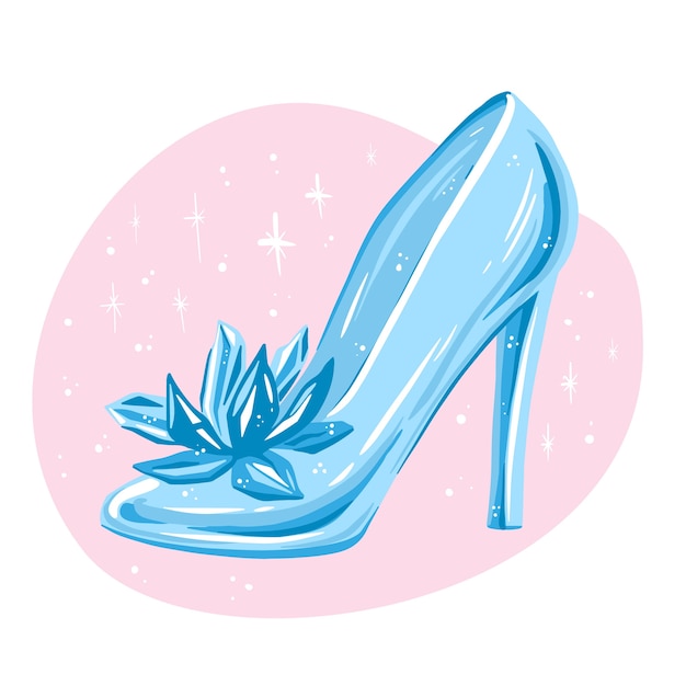 Cinderella glass shoe illustration concept