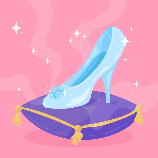 Free Vector cinderella glass shoe and pillow